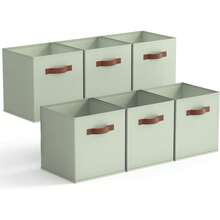 GRANNY SAYS Stoff-Aufbewahrungswürfel, 6er-Pack Aufbewahrungsboxen fürürfelregal, Regalkörbe 32,5 x 32,5 x 32,5, Salbeigrüne Regalboxen mit Griffen, Stoffboxen zur Aufbewahrung für Kallax-WLVT - Bunt - Übersicht 9