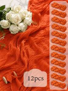 Orange Cheesecloth Table Runner, Boho Rustic Crinkle Gauze Table Decor, Soft Sheer Fabric With Flowing Drape, Elegant Centerpiece For Wedding Party Bridal Shower Birthday Dinner Holiday Table Outdoor Picnic Chair Decor Home Dining - A - View 15