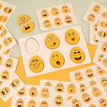 1 Set Puzzle Telur Ekspresi Kayu untuk Anak-Anak, Permainan Meja Kartu Pencocokan Ekspresi Telur Pengenalan Emosi, Mainan Edukasi Pendidikan Dini untuk Melatih Konsentrasi Pengenalan Ekspresi Bayi - MultiWarna - View 6