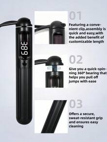 LMMAKE 1PC Weighted Jump Rope, Adjustable Length With LCD Counter, Durable PVC, 2-In-1 Ropeless & Traditional Modes For Men & Women, Ideal For Home, Gym, Office And Outdoor Use - One Size Fits All - View 6