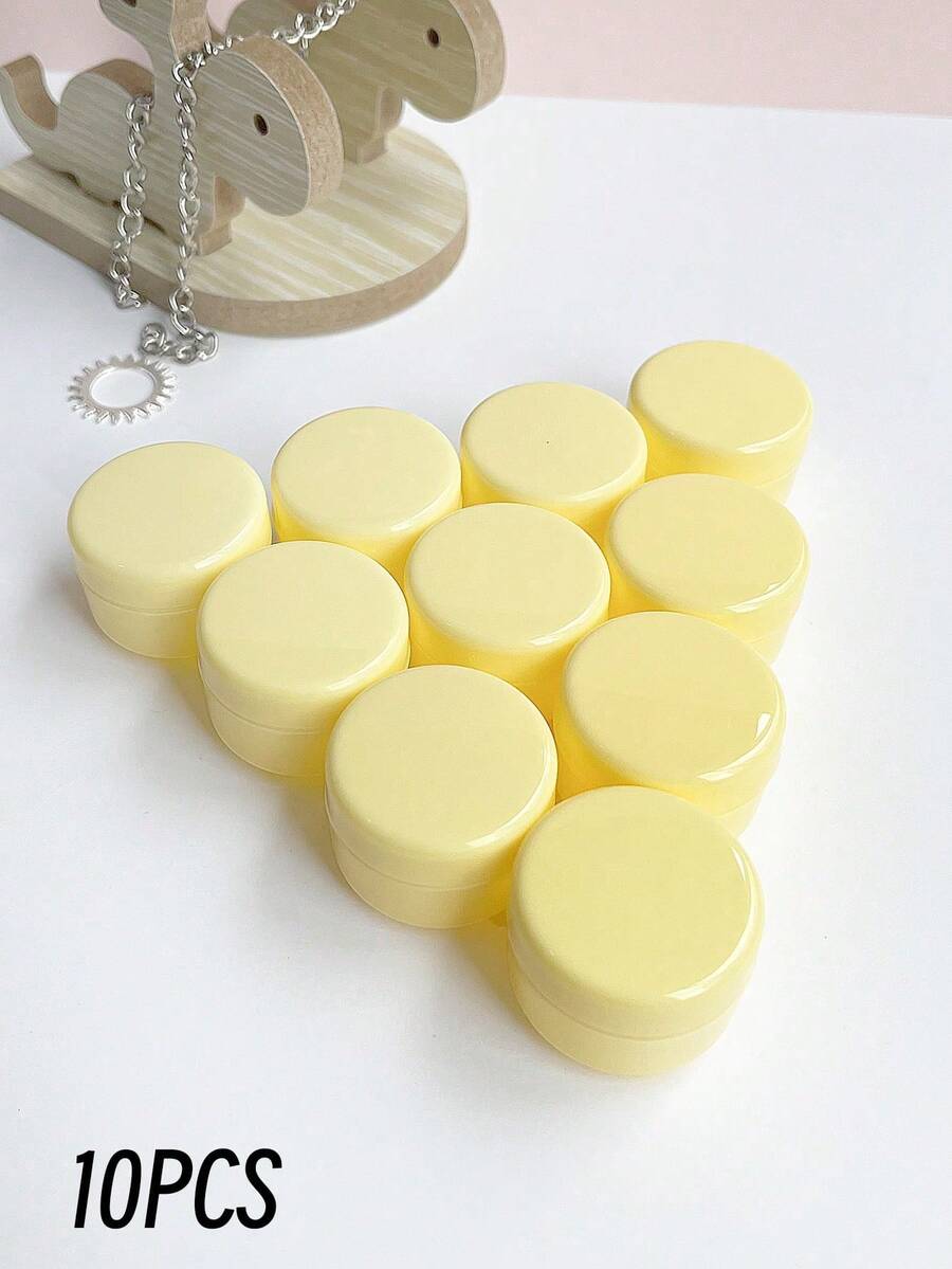 10個純色極簡旅行分裝瓶 防漏旅行收納瓶 適用粉末與乳霜的化妝品分裝罐 - 黃色 - 查看 1