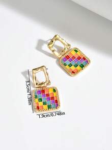 1 Pair Fashion Minimalist Palette Geometric Shape Women's Earrings Suitable For Vacation And Daily Wear - Multicolor - View 7