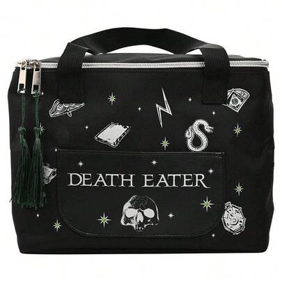 Safta Harry Potter Dark Arts Death Eater Lunch Bag, Insulated Cooler Bag With Top Zipper And Hand Handles, Black Death Eater Design