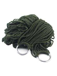 1pc Lightweight Nylon Mesh Single Portable Rope Hammock, Outdoor Camping Beach Backyard Garden Tree Hanging Swing Bed, Travel Relaxation Accessory - A - View 3