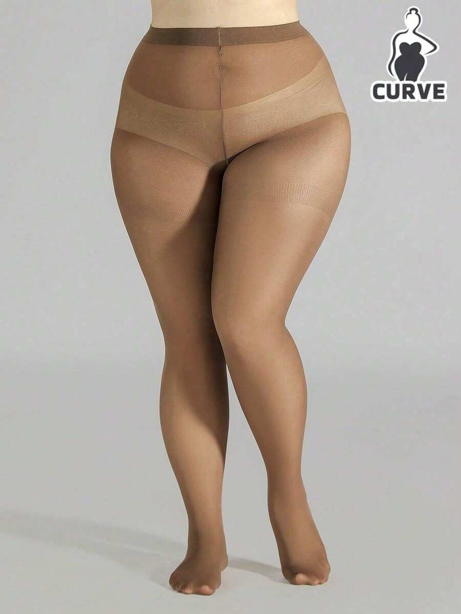1/2 Pasang Celana Ketat Ultra Tipis Ukuran Plus untuk Wanita - Rust Brown - View 1