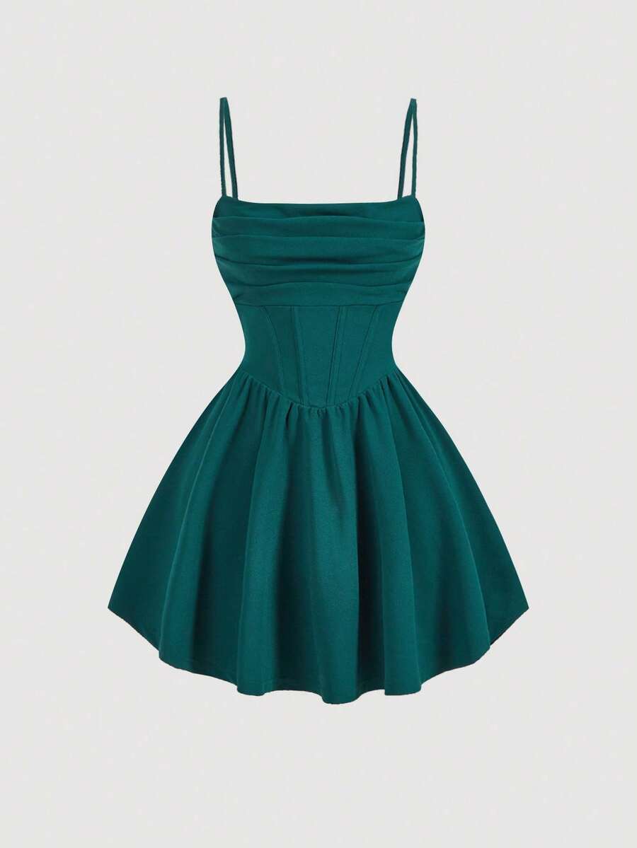 Women Short Dresses - 深綠色 - 查看 1