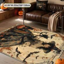 1pc Halloween Witch Decor Rug, Witch And Bat Rug, Halloween Essential Rug - Washable And Easy To Clean, Suitable For Living Room, Bedroom, Kitchen, Study, Entrance, Laundry Room, Home Decor Gift Rug; Living Room Rug: Living Room Rug, Rug, Living Room Area Rug, Area Small Rug, Mat, Home Decor, Large Living Room Rug, Living Room Home Decor, Room Decor, Washable Rug - Multicolor - View 4