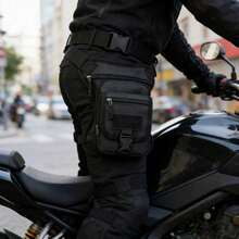 1件戰術戶外多功能運動腿包，男士摩托車騎行大腿包，便攜式戰術腰包，可調節交叉腿帶，戶外騎行徒步耐磨背包 - A - 查看 3