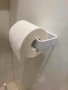 1pc U-Shaped Toilet Paper Holder - Minimalist Bathroom Storage Rack, Self-Adhesive Toilet Paper Holder, Fashion Design, Plastic Material, Easy To Attach, Only Suitable For Tile/Glass And Other Smooth Hard Surfaces, Use 24 Hours After Application - Multicolor - View 3