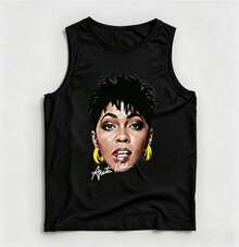 Vintage Anita Baker Big Head T-Shirt Unisex Retro R&B Graphic Tank Top Must-Have For 80s Music Fans Soft Comfy Top Perfect For Concerts Hangouts - 黑色15 - 查看 1