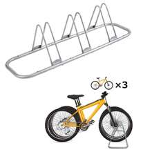 COMINGFIT Soporte de Almacenamiento Ajustable para estacionamiento de Piso de Bicicleta de 3 Bicicletas, para Bicicletas de montaña MTB Carretera Almacenamiento de Garaje Interior, Plateado - Multicolor - Ver 3