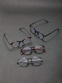 2/4 Pairs Plastic Full Frame Premium Unique Double Lens Design Oval Modern Minimalist Style Men's Daily Wear Transparent Glasses, Suitable For Music Festivals, Weekend Outfits, Dates, Holiday Dressing And Fashion Accessories, Fits All Face Shapes - Clear - View 9
