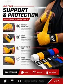 1 Pair Elastic Boxing Hand Wraps, Muay Thai Fighting Combat Sanda Sports Protective Gear, Breathable And Sweat-Absorbing, Suitable For Boxing Sports, Boxing Training, Multiple Colors Available, Personalized Boxing Hand Wraps - Multicolor - View 5