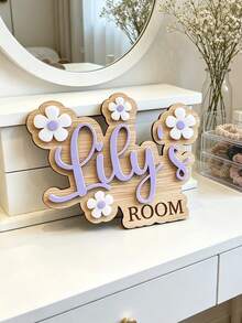 2D Personalized Bedroom Door Sign, Daisy Flower Pattern, Wooden & Acrylic Mixed Style, Personalized Room Identification Plate, Exclusive Bedroom/Dorm Private Space Decor Door Sign Gift, Healing Sweet Style Home Ritual Door Sign - Multicolor - View 8