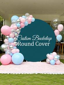 Fondo redondo personalizable (soporte no incluido), patrón/logo/texto imprimible, duradero, adecuado para bodas, fiestas de cumpleaños, bautizos, accesorios de fotomatón y decoraciones de fiesta, diseño redondo moderno, textura suave, fondo redondo - Multicolor - Ver 2