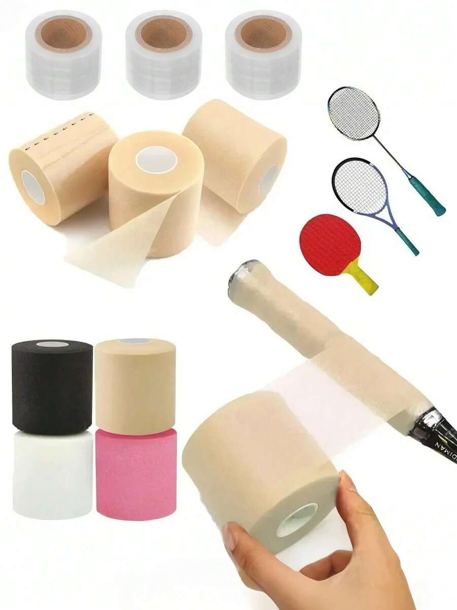 1-2Pcs Sponge Shock Absorbing Underwrap Film For Racket Grip Multifunctional Elastic Wrap Sports Accessories For Badminton Tennis - Multicolor - View 1