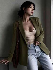 Women Blazers - Green - View 6