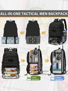 NEWHEY Mochila para portátil de 17.3 pulgadas, bolsa de almuerzo impermeable, mochila de gran capacidad para trabajo, viajes, negocios y estudiantes - Negro - Ver 7