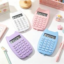 1pc/5pcs Lightweight Pocket Cat-Shaped Calculator, Mini Body Fits In Pencil Case Or Bag For Easy Carrying, Basic Calculation + Memory Function For Daily Accounting, Bottom Hanging Hole Compatible With Lanyard To Prevent Loss, Portable Simple Calculator For Commuting, Library Study, And Business Trips - A - View 1