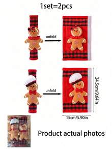 Joivida 1/2PCS Christmas Gingerbread Man Refrigerator & Oven Door Handle Covers, Cute Holiday Kitchen Decorations, Microwave Handle Covers, Home Decor Gift - Multicolor - View 3