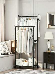 Freestanding Clothes Rack For Home, For Bedroom, Portable Clothes Rack, Simple Clothes Hanger For Dorm, Floor Standing Clothes Rack For Balcony - 69*37*138CM - View 5