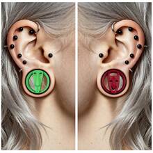 2pcs Hollow Mask Design Ear Tunnels Gauges, Punk Gothic Ear Stretcher Expander Body Piercing Jewelry For Halloween Party - Round - View 3