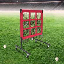 9-Grid Adjustable Height Baseball Pitching Training Net, Iron Frame Polyester Target Net With Casters For Backyard Golf Throwing Practice - Red - View 10