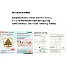5 Christmas Theme Embroidery DIY Material Kit With Embroidery Hoop, Zero-Based Beginner Handmade Wall Hanging Decor, Stress Relief Craft, Creative Gift For Best Friend And Friends On Christmas - Multicolor - View 10