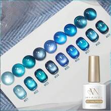 MIANEL GEL 10ml Sapphire Series Cat Eye Gel Nail Polish, Sparkling Blue Glass Bead Cat Eye Gel Nail Polish, Salon Professional Use, Summer Blue Nail Art Supplies - Multicolor - View 5