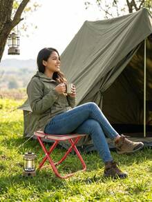 Silla y Taburete Plegable Portátil para Exteriores, Taburete de Pesca Tamaño Grande Rojo con Armazón de Acero Reforzado, ligero y fácil de transportar,Ideal para Camping, Viajes, Vacaciones y Ocio, Diseño Compacto Plegable Ligero con Tela Oxford Resistente - Rojo - Ver 9