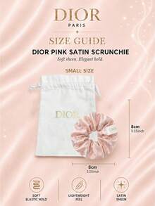 Dior 粉色緞面髮圈 10cm/8cm，柔軟緞面附品牌 Logo，彈性不鬆脫，適合日常髮型造型與禮盒贈禮 - 粉色 - 查看 10