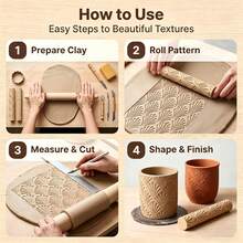 Hokkieam Clay Texture Rollers | 10-Pack Polymer Clay Texture Roller Set For Pottery &Amp; Crafting - White - View 4