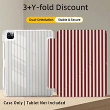 Striped UV Printed Flat Pattern, Full Coverage Anti-Drop & Shockproof, Y-Fold Tablet Protective Case With Pen Slot Acrylic Backplate, Compatible With Huawei/Honor/ And Xiaoxin And Other Models - Multicolor - View 4
