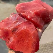 1件水晶原石櫻桃石，粗糙天然櫻桃石，櫻桃原石，仿紅色玻璃，人造紅色釉面玻璃 - 紅色 - 查看 2