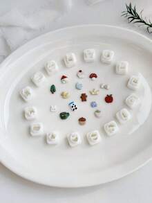 Mini Cute Shapes Polymer Clay Cutters, Tiny Animal & Food Molds For Kawaii Earring Crafts - White - View 1