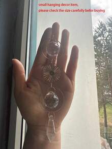 1 pieza/Set de 3 piezas Atrapasol de cristal artificial, combinación colgante de aro de cobre, planeta y gota de agua - Dorado - Ver 6