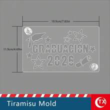 1pc Transparent Acrylic Tiramisu Cake Stencil, Personalized Tiramisu Cake Printing Mold, Creative Cake Mold, Hollowed-Out Blessing Phrase Design Template, Easy To Use, Clear Pattern, Reusable,Suitable For Graduation Party Cake Decoration - View 16
