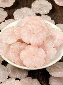 1PC Elegant Rose Quartz Carved Flower Pendant, Healing Natural Crystal Accessory, Suitable For Jewelry Making, DIY Necklace And Waist Chain Material, Valentine's Day Gift - Carved Flowers - View 5