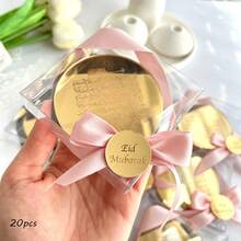 Luxury Round Mirror Acrylic Plaque With Satin Bow, Fully Custom Engravable Name & Date Souvenir Tags, Sentimental Table Decor Keepsake Gifts For Wedding, Valentine's Day, Birthday Parties - Multicolor - View 9