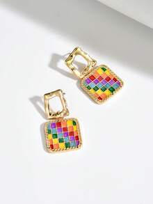 1 Pair Fashion Minimalist Palette Geometric Shape Women's Earrings Suitable For Vacation And Daily Wear - Multicolor - View 2