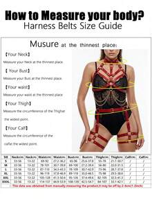 1 Set Women's Sexy Fashion Full Body Corset Waist Chain Belt With Garter Straps, Gothic Style, Suitable For Holiday Parties (Handcuffs Not Included) - Red - View 8
