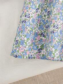 Autumn/Winter Mori Style Ditsy Floral Bow Decor Long Sleeve Dress For Social Gatherings, Baby Girl - Multicolor - View 5