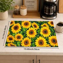 1pc Sunflower Pattern Diatomaceous Earth Absorbent Drainage Mat, Non-Slip Heat-Resistant Kitchen Countertop Drying Mat, Coffee Machine Mat/Beverage Mat/Dish Rack Mat, Easy To Clean And Hide Stains, Suitable For Kitchen, Dining Table, Coffee Bar, Bar, Party And Home Decor - Multicolor - View 7