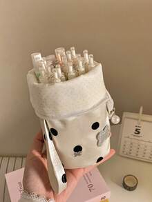 1pc Polka Dot Pen Holder/Portable Pencil Case, Lightweight Handheld, Multi-Functional Large Capacity, Suitable For Office And School, Ideal Gift For Friends During Back To School Season - Multicolor - View 5