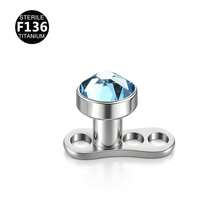 1 Set F136 Titanium Alloy 5A Flat Bottom Czech Cubic Zirconia Skin Piercing Stud Clavicle Implant Piercing Jewelry 3-5mm - Nail Embedment (1 Set) - View 9