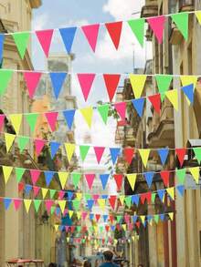 100/200/500pcs Colorful Banners Rainbow Flags Multicolor Fabric Bunting Garlands, Suitable For Grand Opening Ceremonies, Birthday Parties, Celebrations, Classrooms, Outdoor Garden Holiday Decorations, Shop Decor - A - View 5