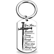1pc Christian Gifts For Men Cross Keychain Religious Gift For Men Bible Gifts Birthday Christmas Valentines Day Gift For Him Man Of God Encouraging - Silver - View 3