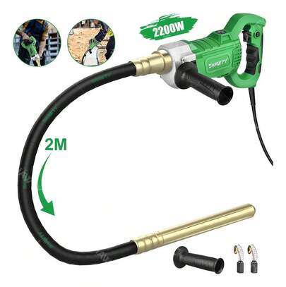 SHAWTY Vibrador Electrico Para Concreto, 13000 VPM Vibrador de Hormigón, 2m Chicote Con Vibradores de Hormigón Portátiles 2200W para Eliminación De Burbujas y Nivelación de Hormigón