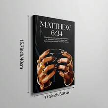 1pc Matthew 6:34 Bible Verse Canvas Wall Art Holding Coffee Painting Modern Christian Scripture Poster Melanin Fashion Aesthetic Room Decor For Living Room Unframed/Framed/Wooden Hanging - Pattern - View 12