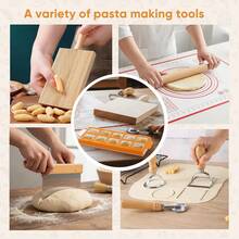 Complete Pasta Making Tool Set, Wooden Gnocchi Board Ravioli Stamp Cutter Kit With Rolling Pins, Dough Scraper, Silicone Baking Mat & Ravioli Mould Tray, Homemade Italian Pasta Dumpling Making Kit For Home Kitchen - View 2
